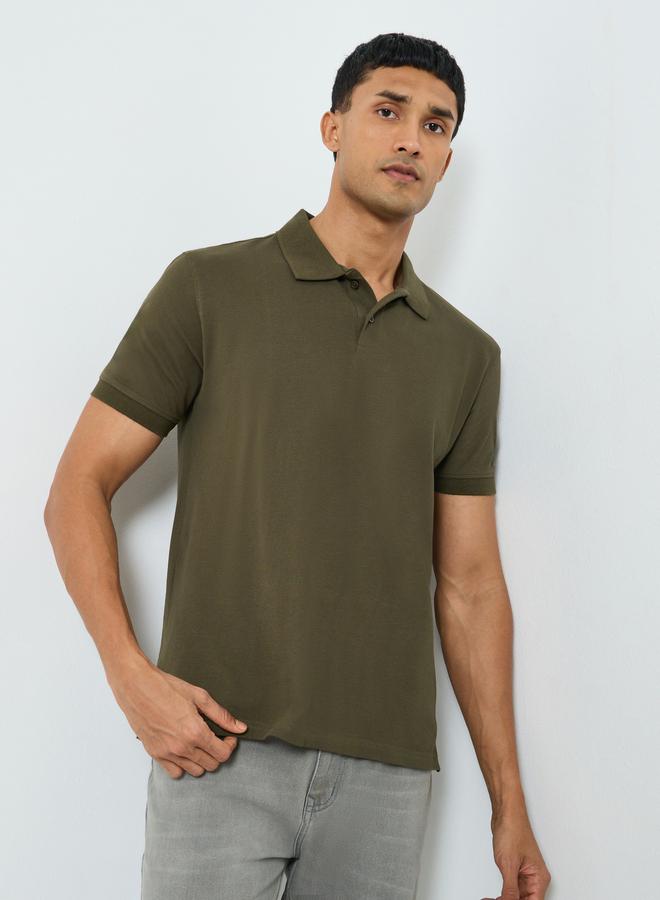 Styli Men Olive Green Relaxed Polo - Image 2